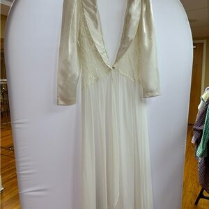 Vintage Victoria's Secret Cream Satin and Lace Robe
